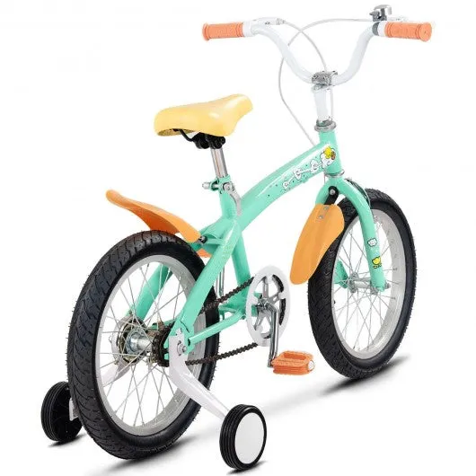 16" Outdoor Sports Kids Bicycle with Training Wheels Bell-Green