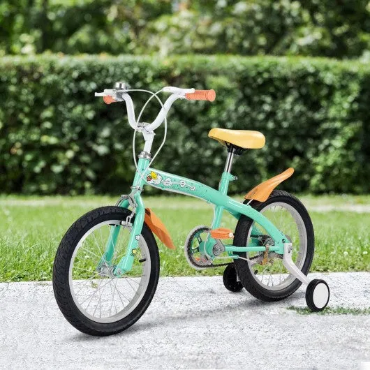 16" Outdoor Sports Kids Bicycle with Training Wheels Bell-Green