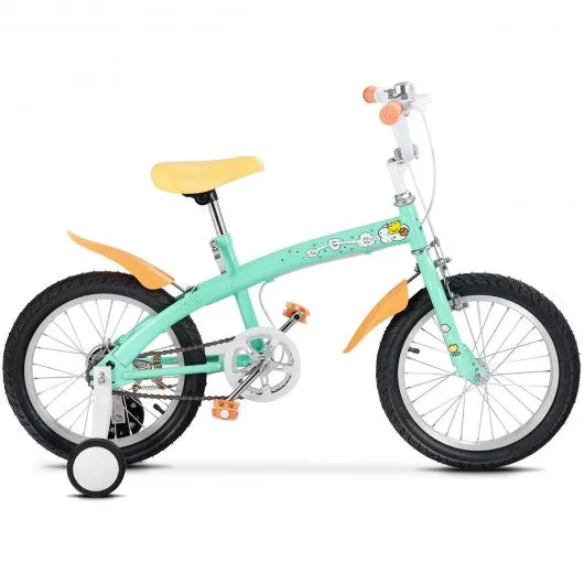 16" Outdoor Sports Kids Bicycle with Training Wheels Bell-Green