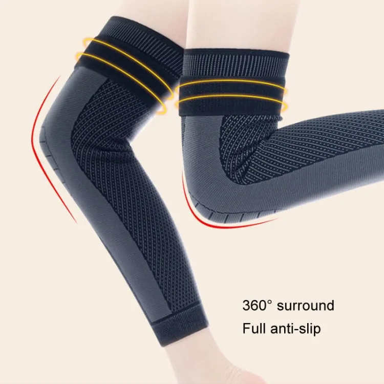 1pair Anti-Slip Compression Straps Keep Warm And Lengthen Knee Pads, Size: XL(Mugwort Black)