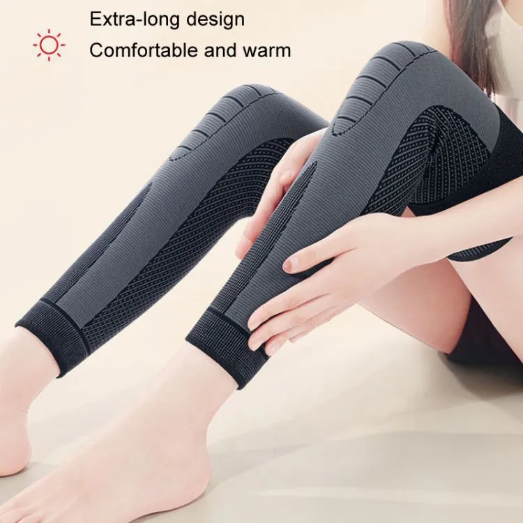 1pair Anti-Slip Compression Straps Keep Warm And Lengthen Knee Pads, Size: XXL(Warm Black)