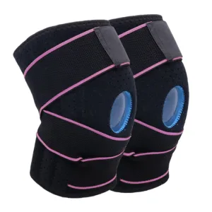 1pair Sports Band Compression Silicone Knee Pads Running Sports Cycling Knee Pads(Black Pink)