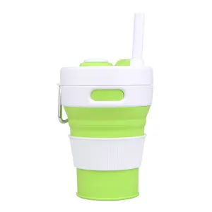 350ML Folding Portable Silicone Telescopic Drinking Coffee Cup Multi-function Silica Cup Travel(Green)