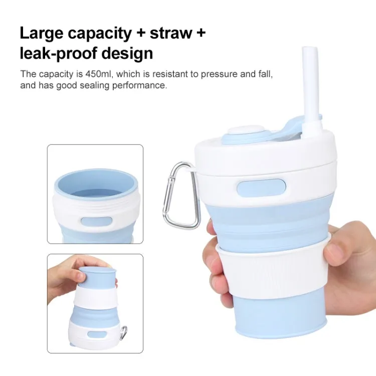 350ML Folding Portable Silicone Telescopic Drinking Coffee Cup Multi-function Silica Cup Travel(Green)