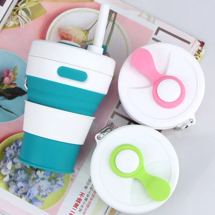 350ML Folding Portable Silicone Telescopic Drinking Coffee Cup Multi-function Silica Cup Travel(Green)