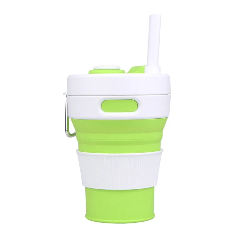 350ML Folding Portable Silicone Telescopic Drinking Coffee Cup Multi-function Silica Cup Travel(Green)