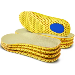 4 Pairs Shock Absorbing Shoe Insoles Elastic Honeycomb Sneaker Inserts Breathable Memory Insoles for Men Shoe Lifts Men Soft Replacement Shoe Soles for Men Women Sports Shoes Boots (Men US 8-12) Men US 8-12