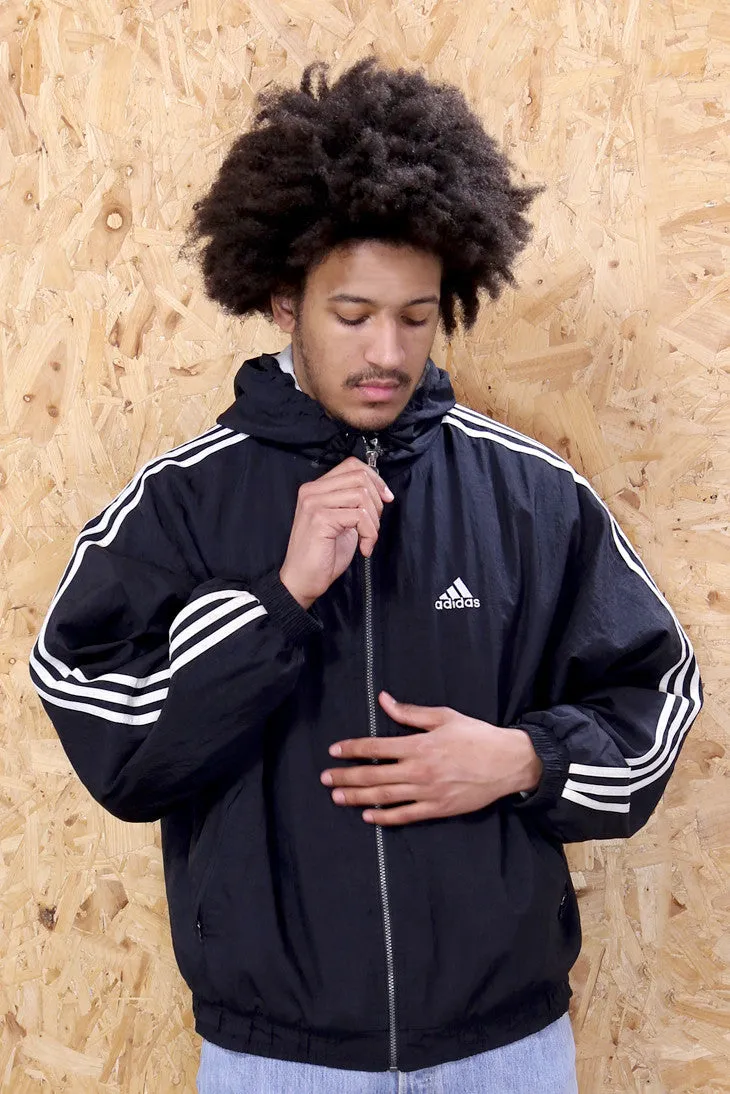 Adidas Black Hooded Sports Jacket