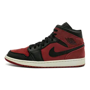 Air Jordan 1 Reverse Banned High-Top Sneakers Nubuck Leather Red Colour For Men