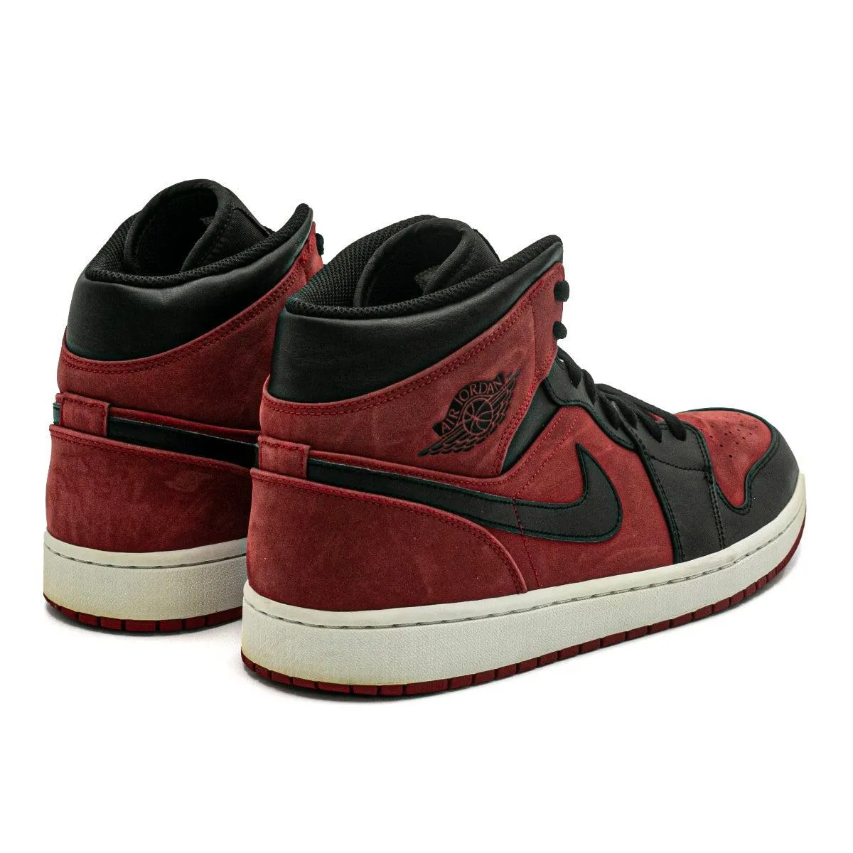 Air Jordan 1 Reverse Banned High-Top Sneakers Nubuck Leather Red Colour For Men