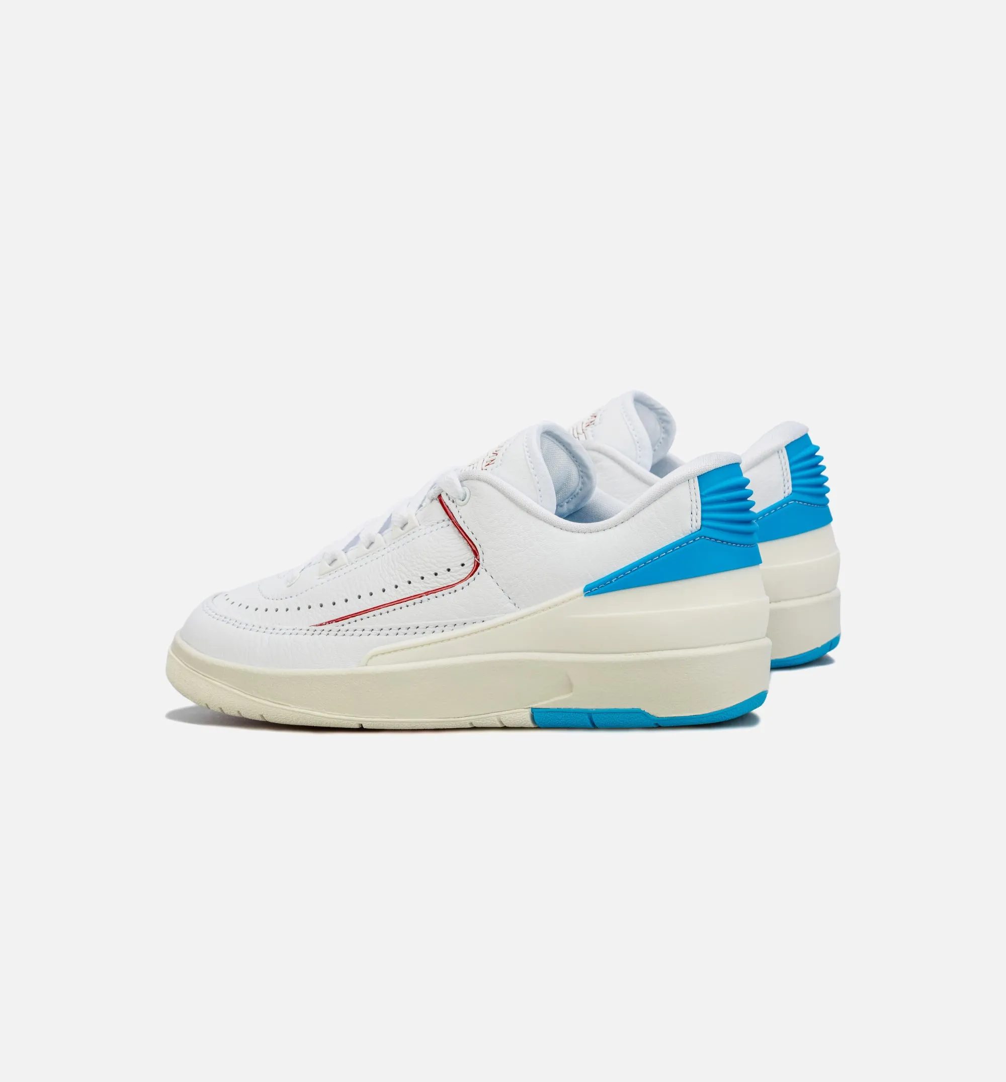 Air Jordan 2 Retro Low Gym Red and Dark Powder Blue Womens Lifestyle Shoe - White/Red/Blue