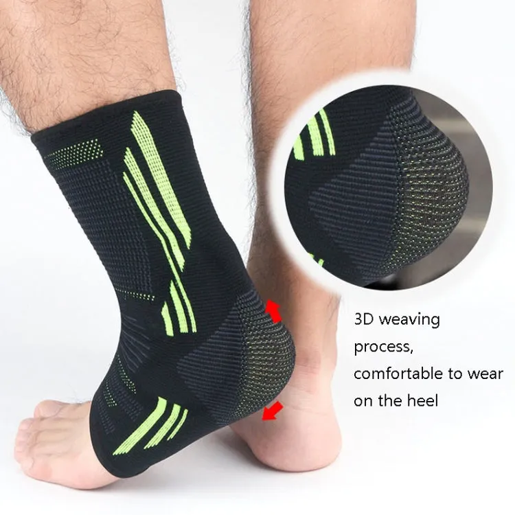 Anti-Sprain Silicone Ankle Support Basketball Football Hiking Fitness Sports Protective Gear, Size: L (Black Green)