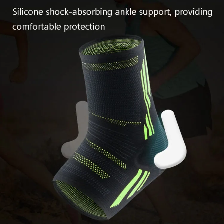 Anti-Sprain Silicone Ankle Support Basketball Football Hiking Fitness Sports Protective Gear, Size: L (Black Green)