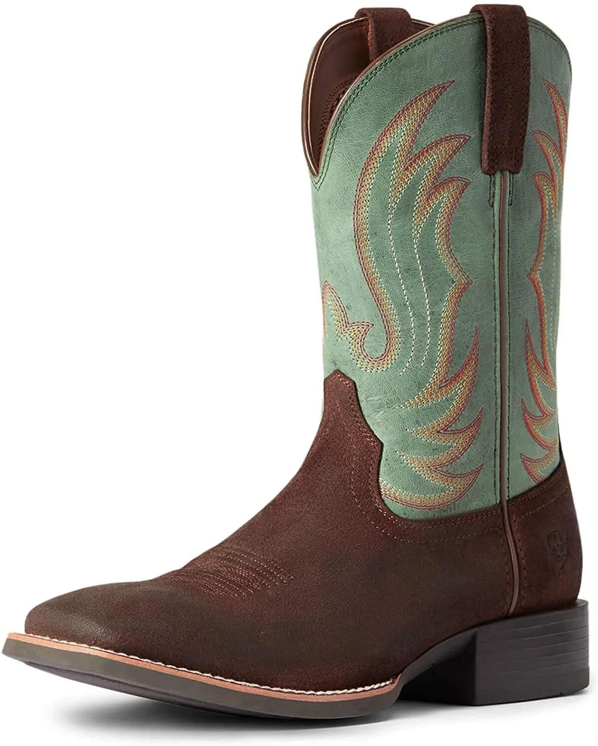 Ariat Men's Sport Cason Western Boot, Mahogany Suede/Creek Water, 9D