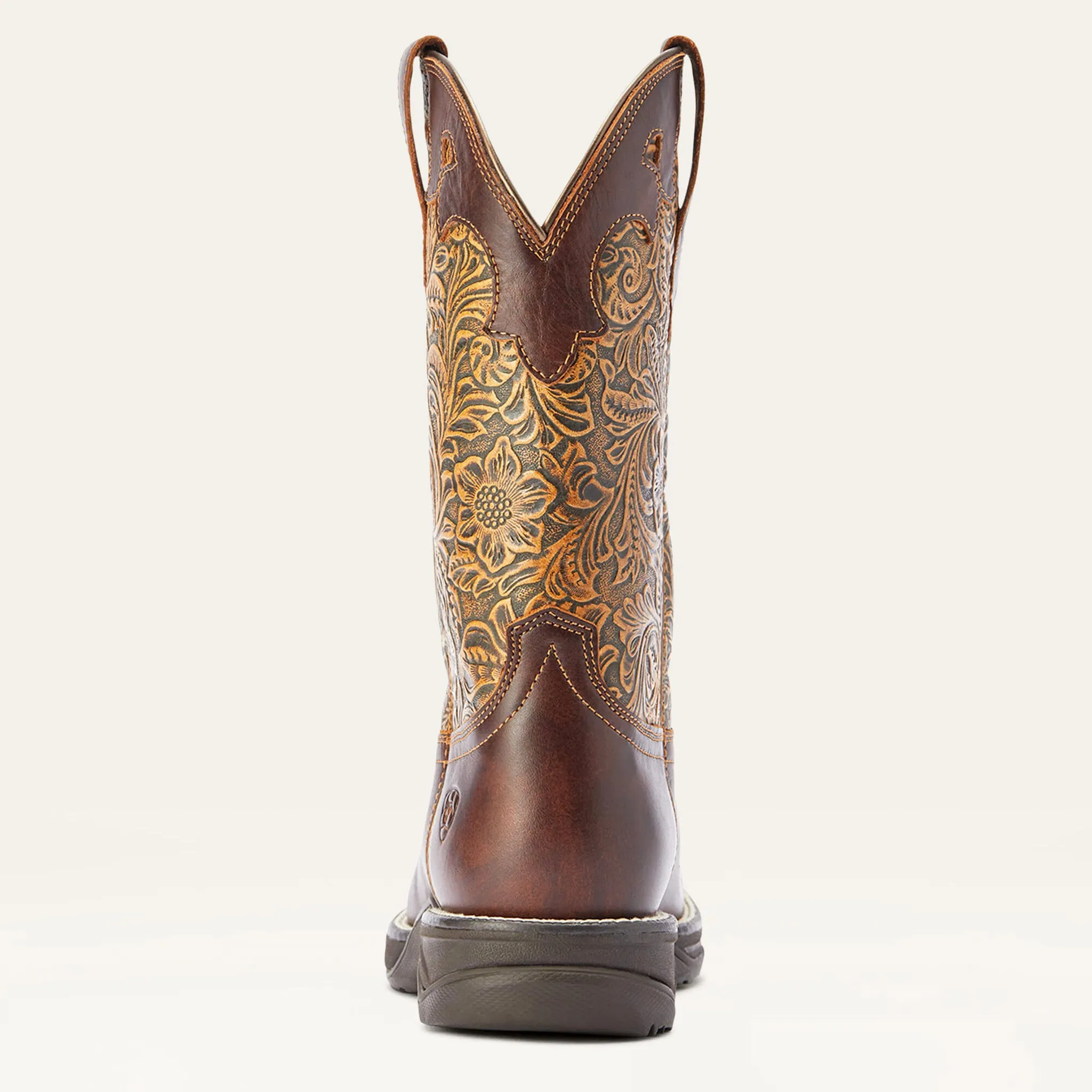 Ariat Women's Clay and Brown Floral Square Toe Boots