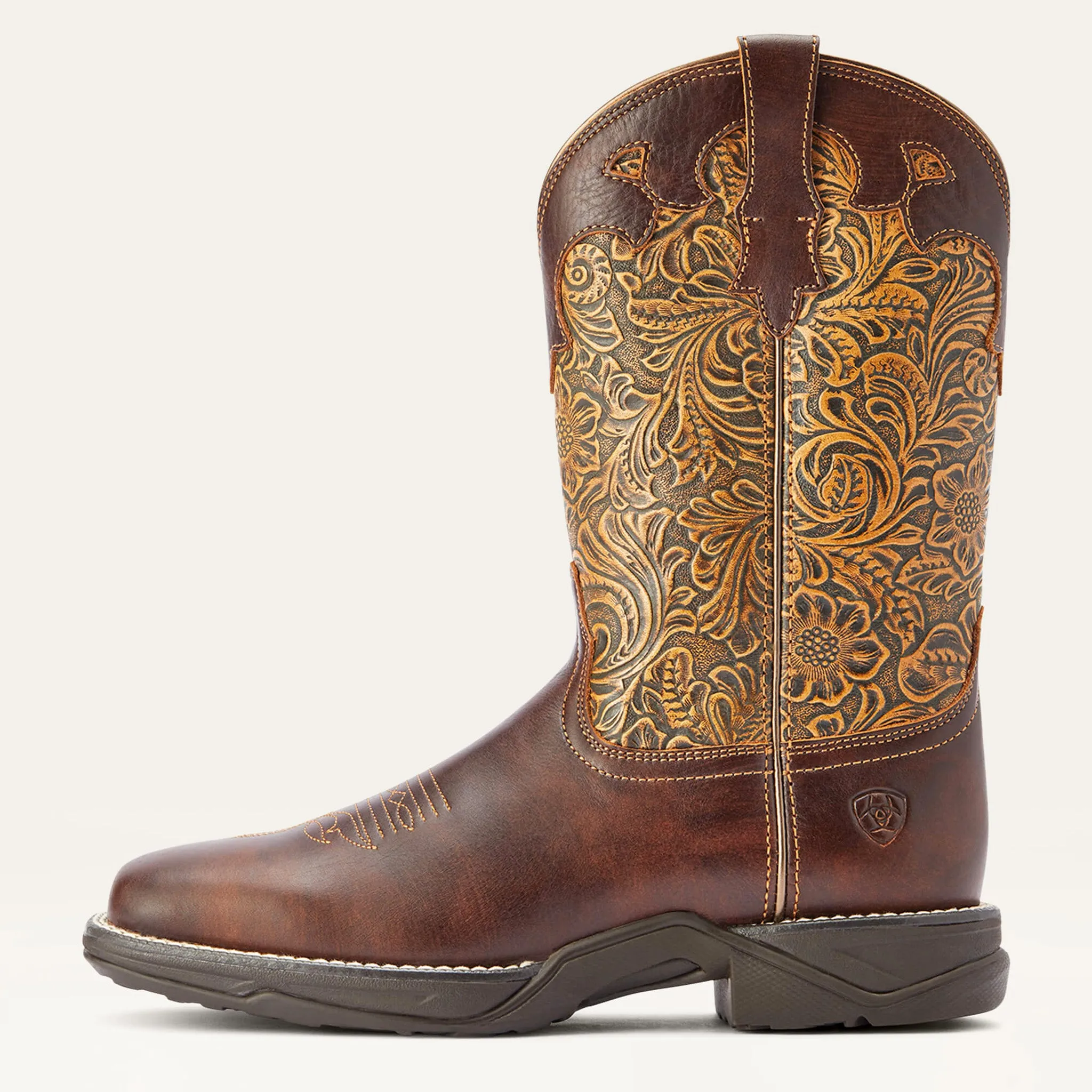 Ariat Women's Clay and Brown Floral Square Toe Boots