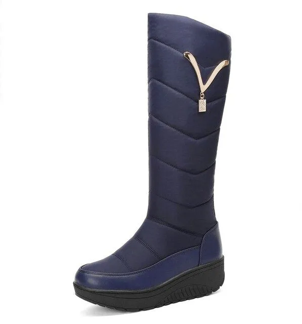 ASUMER Plus size 35-44 Wedges mid calf snow boots women