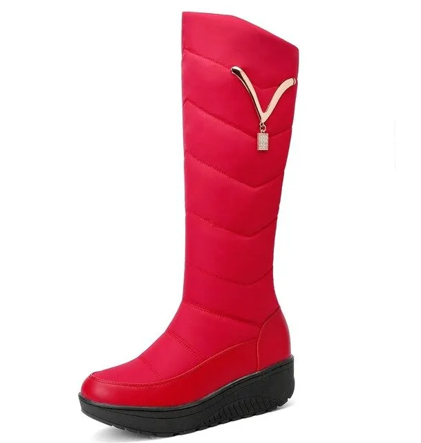 ASUMER Plus size 35-44 Wedges mid calf snow boots women