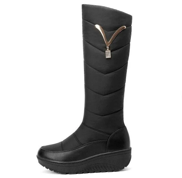 ASUMER Plus size 35-44 Wedges mid calf snow boots women