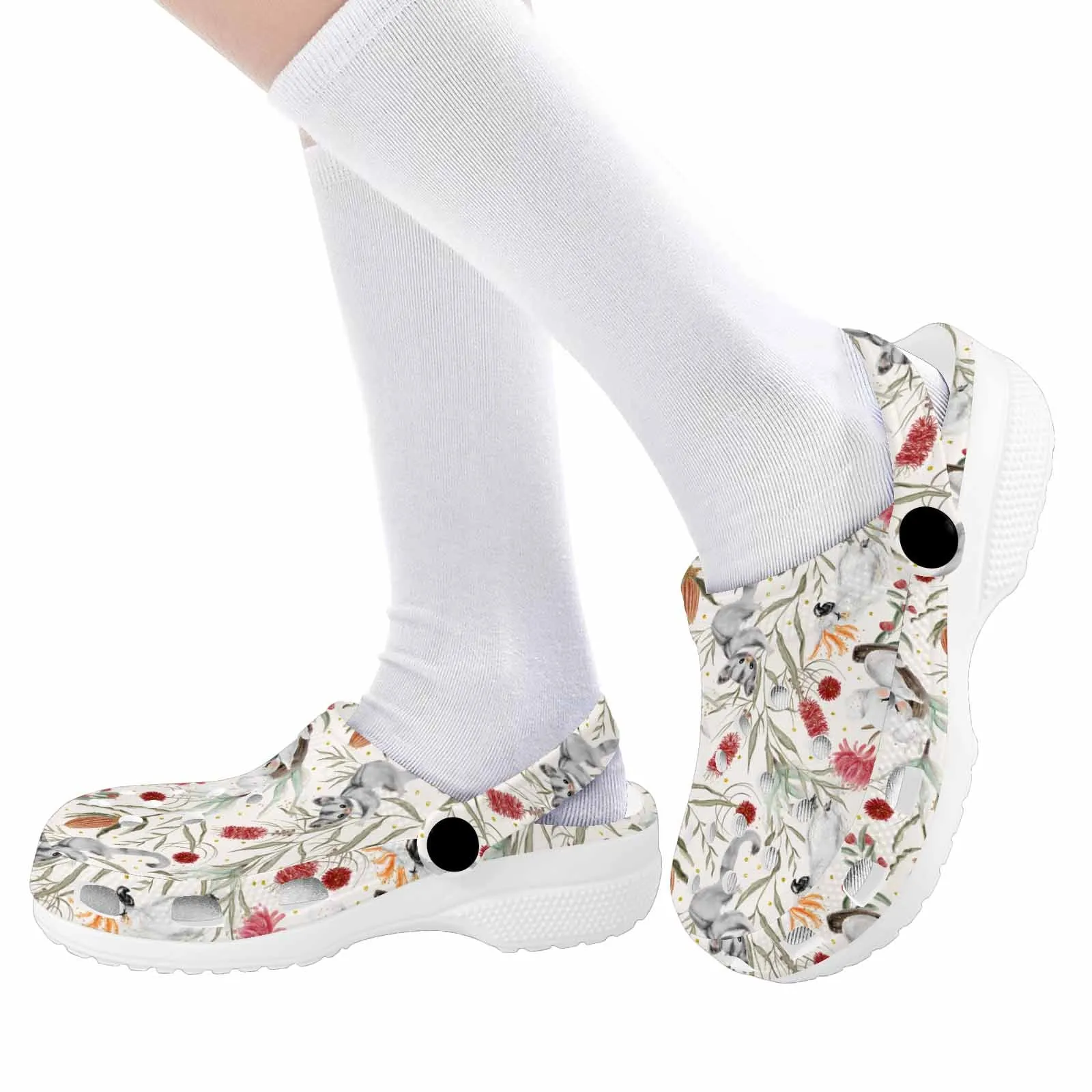 Australian Animals, Koala Cockatoo and Sugar Glider  Custom Print Kids Clogs