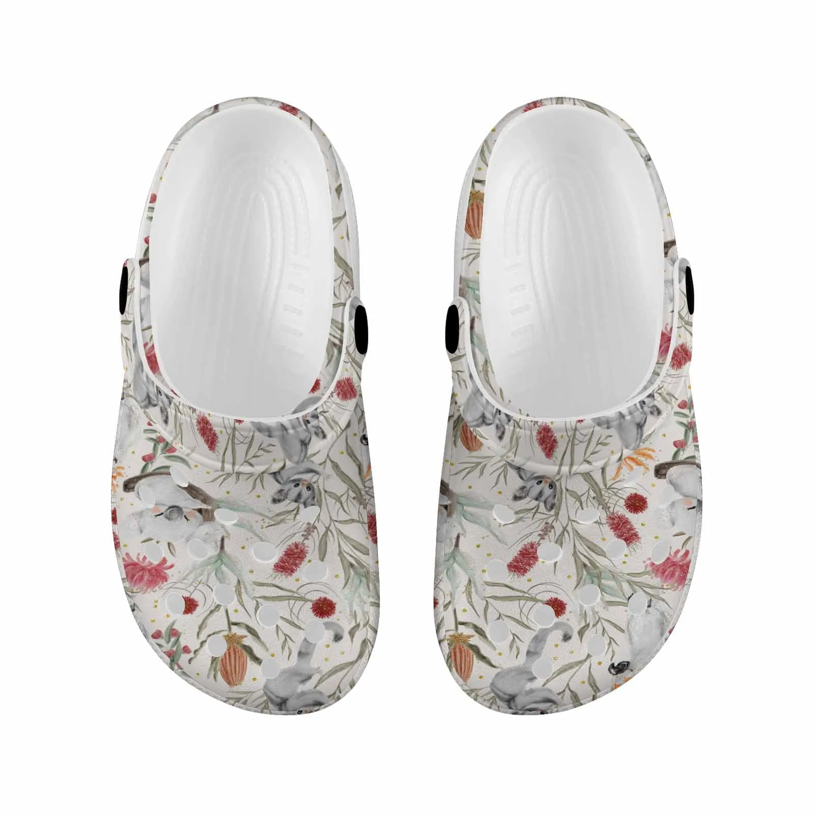 Australian Animals, Koala Cockatoo and Sugar Glider  Custom Print Kids Clogs