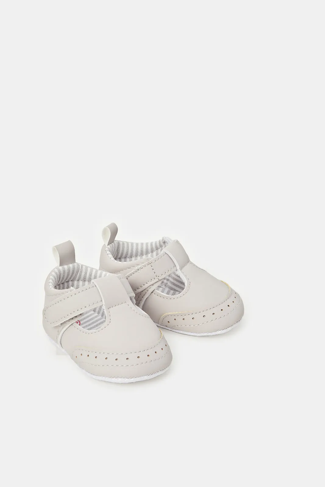 Babies Grey T-Bar Pram Shoes