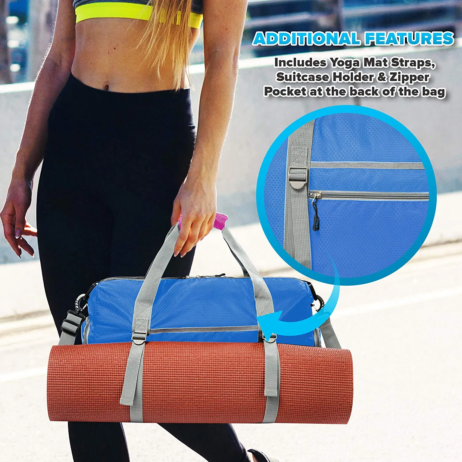 Bago Gym Bags for Women and Men - Packable Sports Duffle Bag for Women with Shoe & Wet Compartment