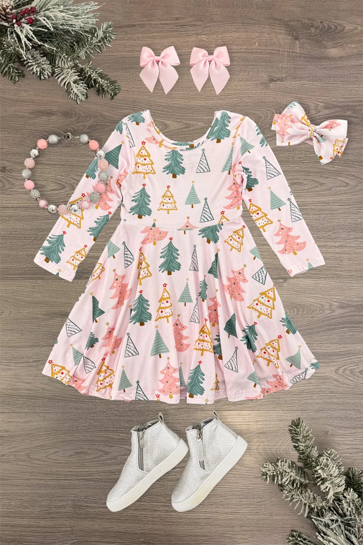 Bamboo Pastel Pink Christmas Tree Dress