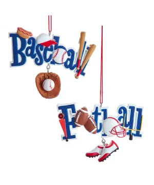 Baseball or Football Ornament - Single, Choose Sport