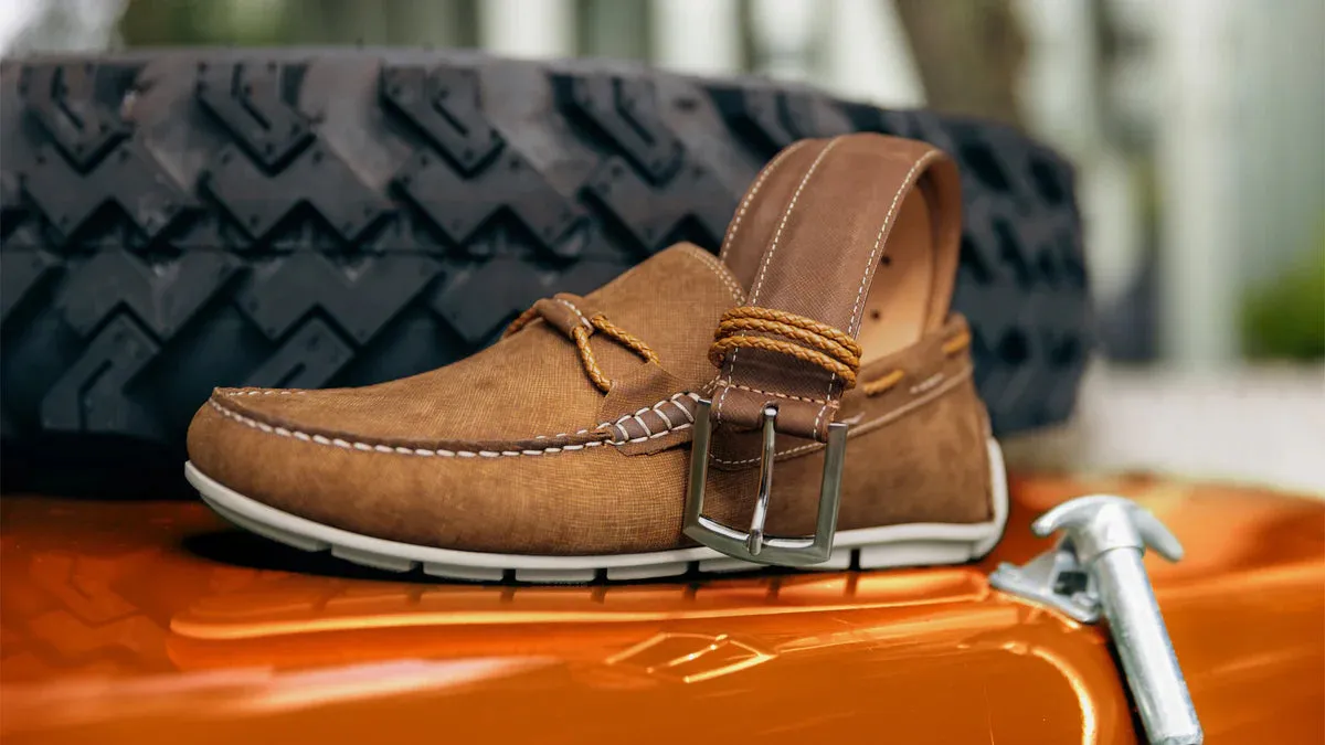 Bermuda Braid Leather Bit Loafer in Bark by Martin Dingman