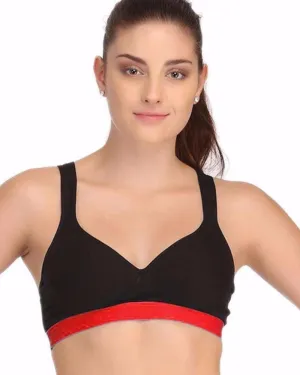 Black and Red Sports Bra - Ladies Gym Bra - Sports Bra - Padded Sports Bra