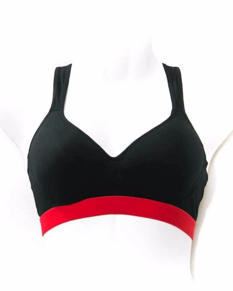 Black and Red Sports Bra - Ladies Gym Bra - Sports Bra - Padded Sports Bra