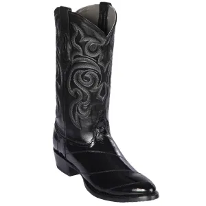 Black Eel Skin R-Toe Western Boots