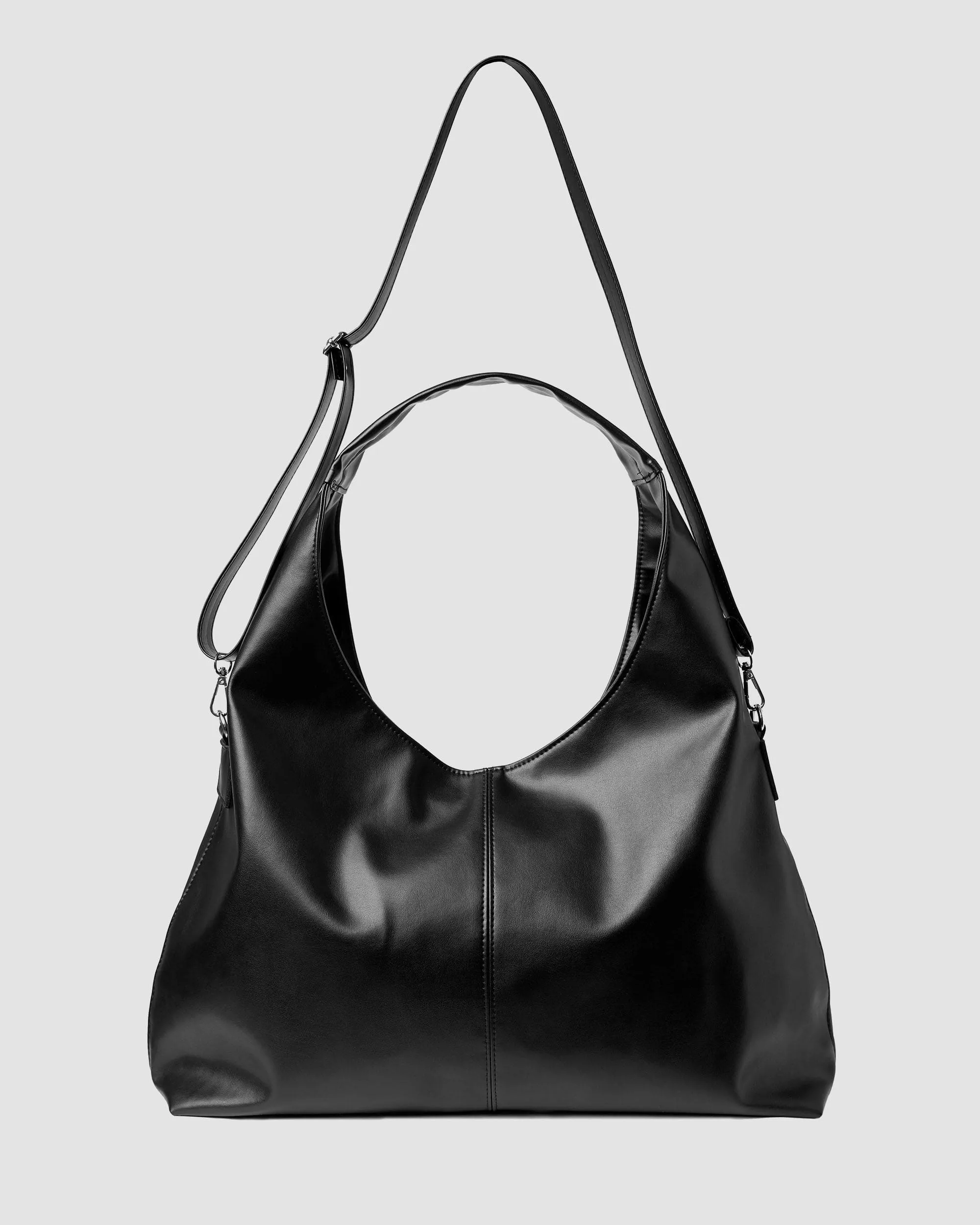 Bohema Grape Leather Vegan Slouchy Tote Bag | Black