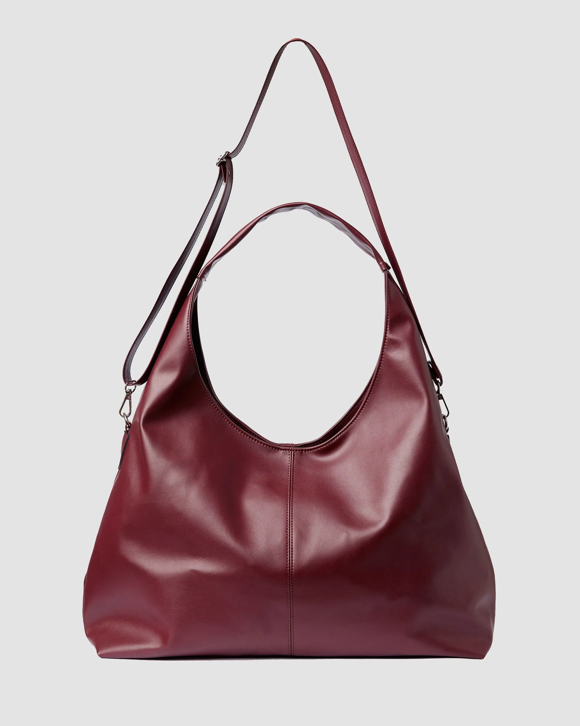 Bohema Grape Leather Vegan Slouchy Tote Bag | Burgundy