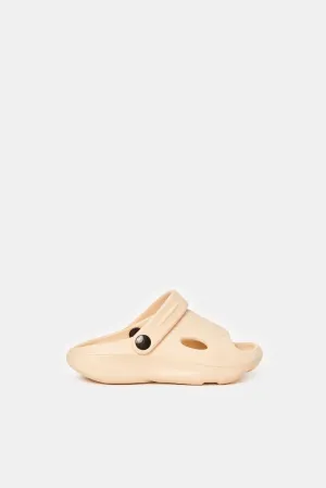 Boys Beige Molded Slide With Backstrap