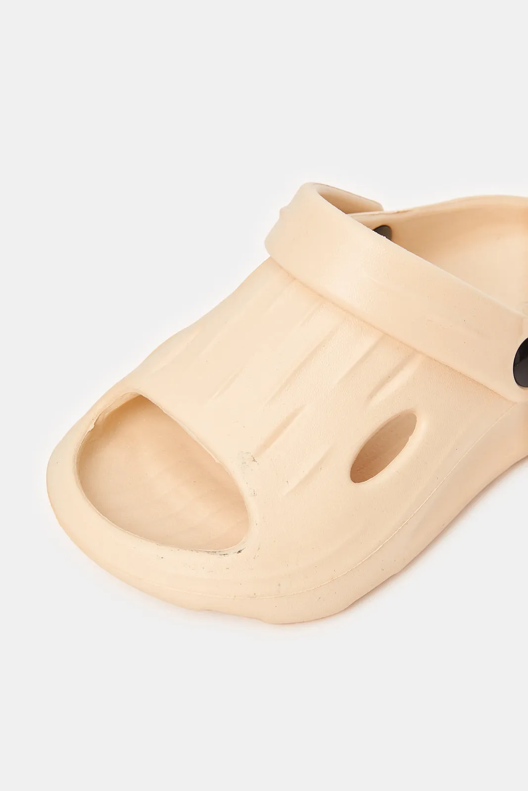 Boys Beige Molded Slide With Backstrap