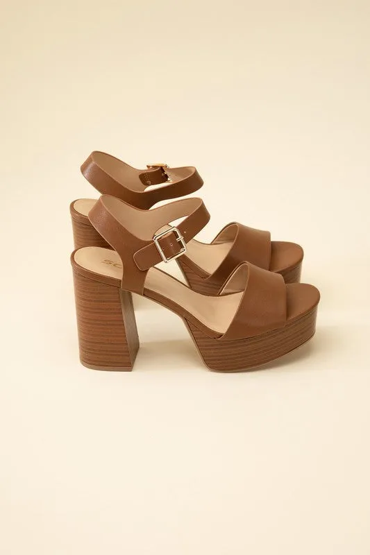 BROWN WEDGE BLOCK HEELS