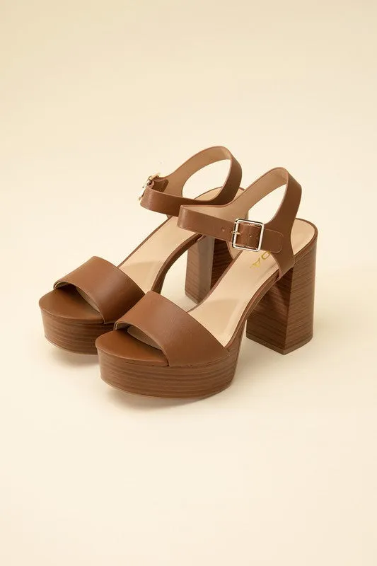 BROWN WEDGE BLOCK HEELS