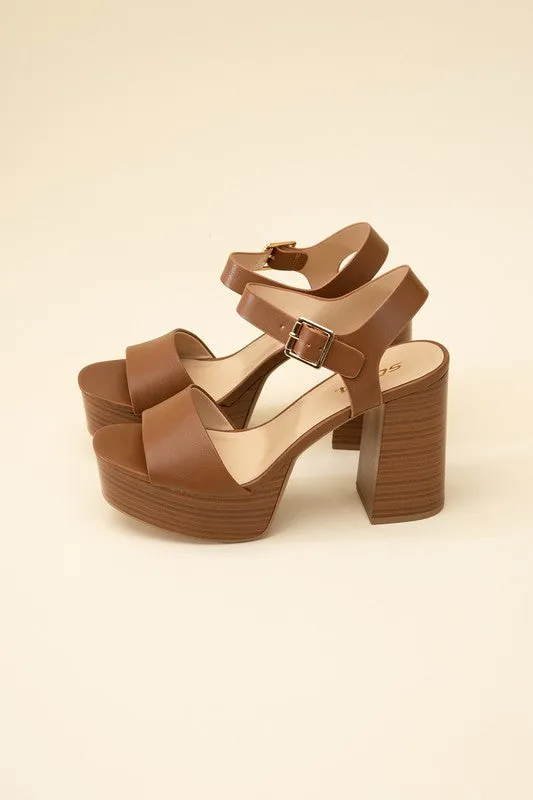 BROWN WEDGE BLOCK HEELS