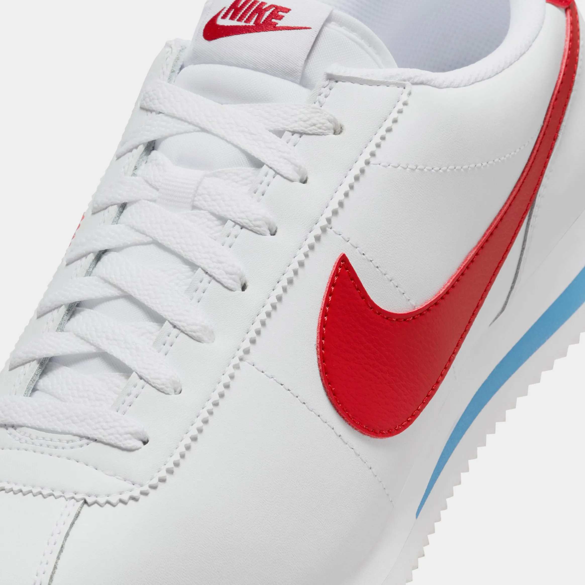 Cortez Leather Mens Running Shoes (White/Varsity Blue/Varsity Red)