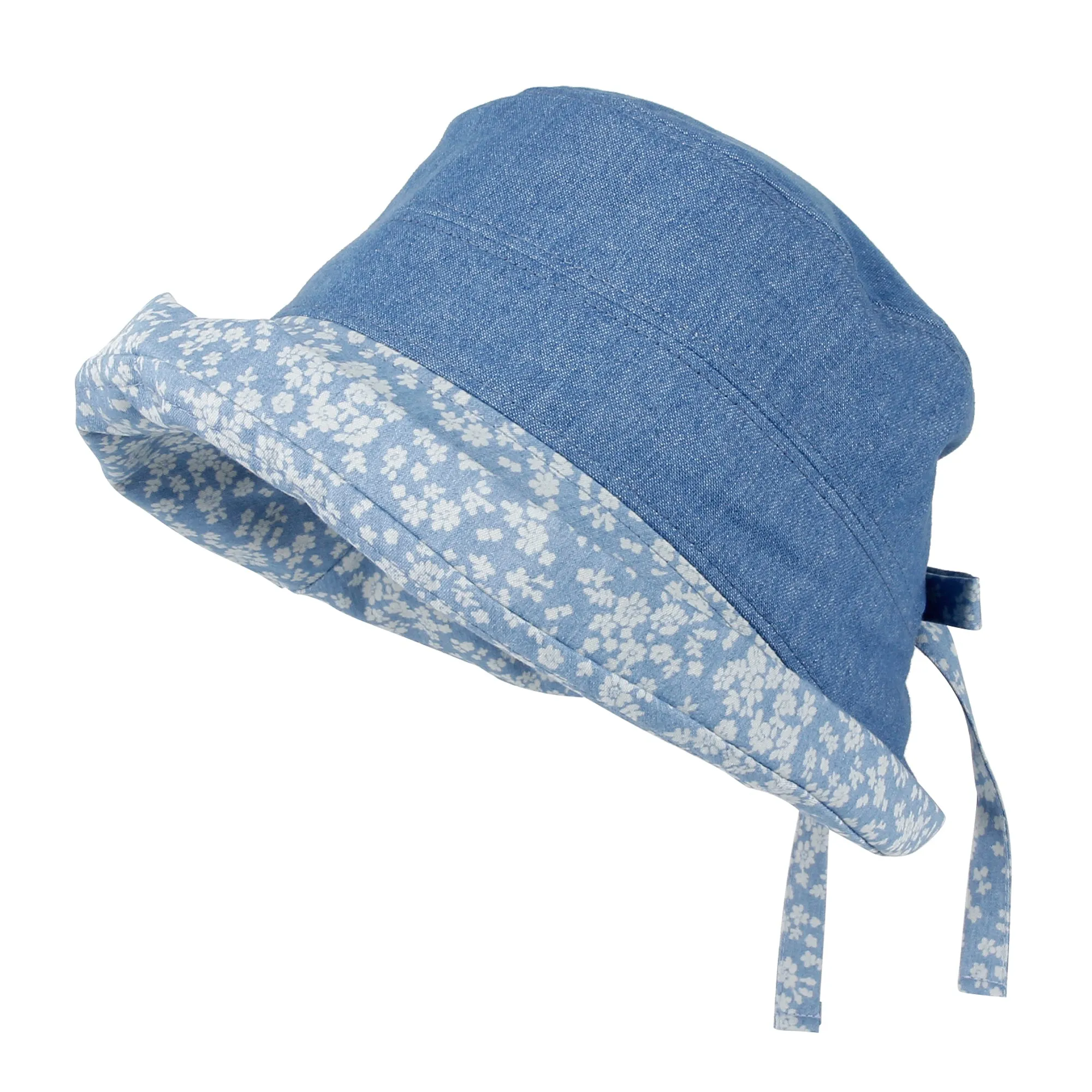 Cotton Denim Bucket Hat Women Floral Foldable Lady Cap SLB1255