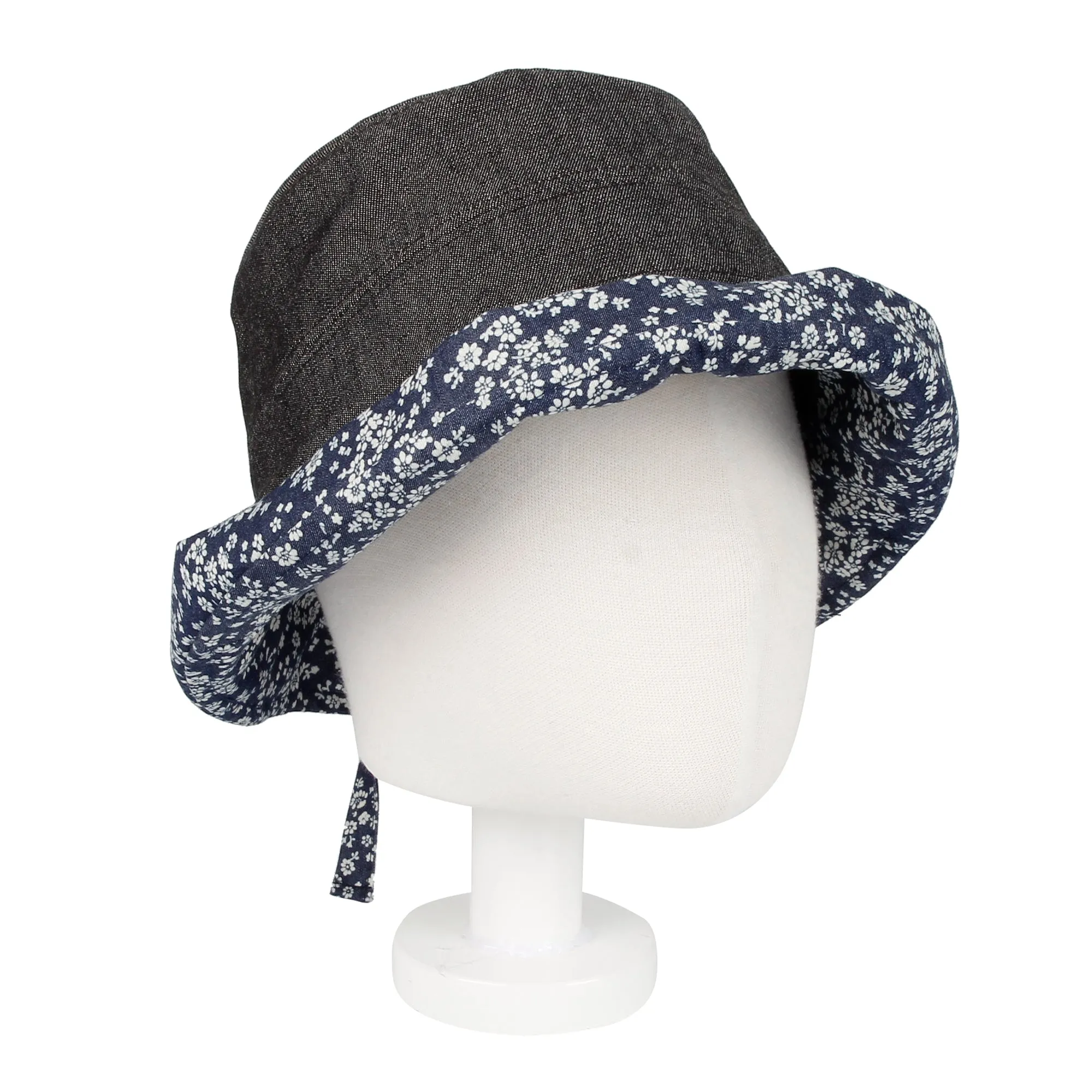 Cotton Denim Bucket Hat Women Floral Foldable Lady Cap SLB1255