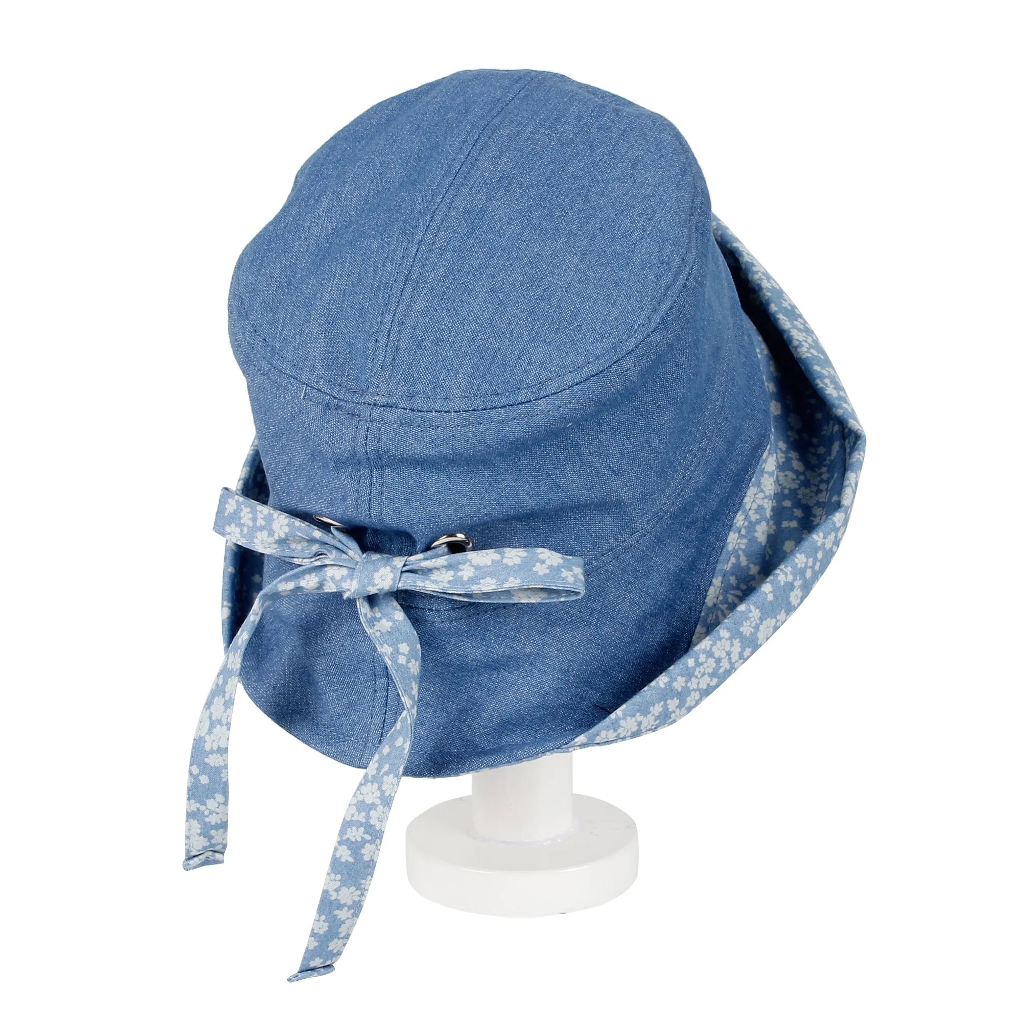 Cotton Denim Bucket Hat Women Floral Foldable Lady Cap SLB1255