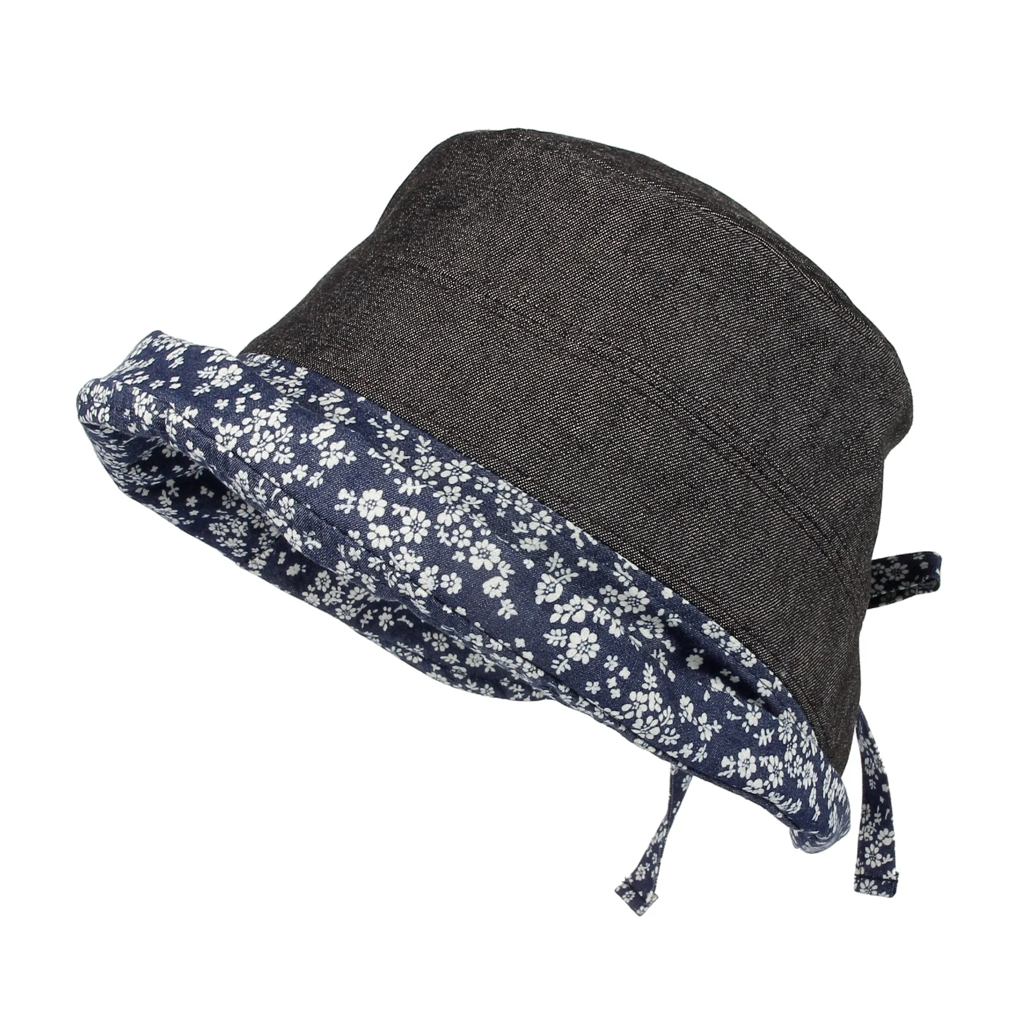 Cotton Denim Bucket Hat Women Floral Foldable Lady Cap SLB1255