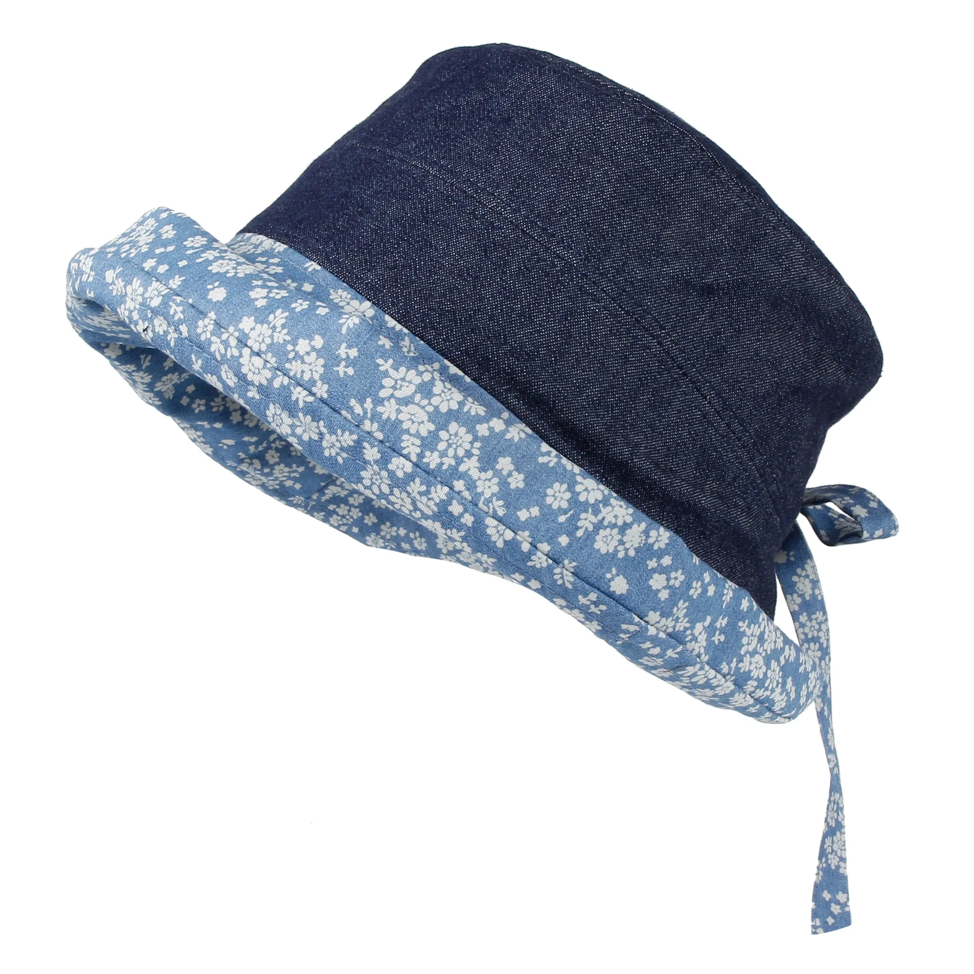 Cotton Denim Bucket Hat Women Floral Foldable Lady Cap SLB1255