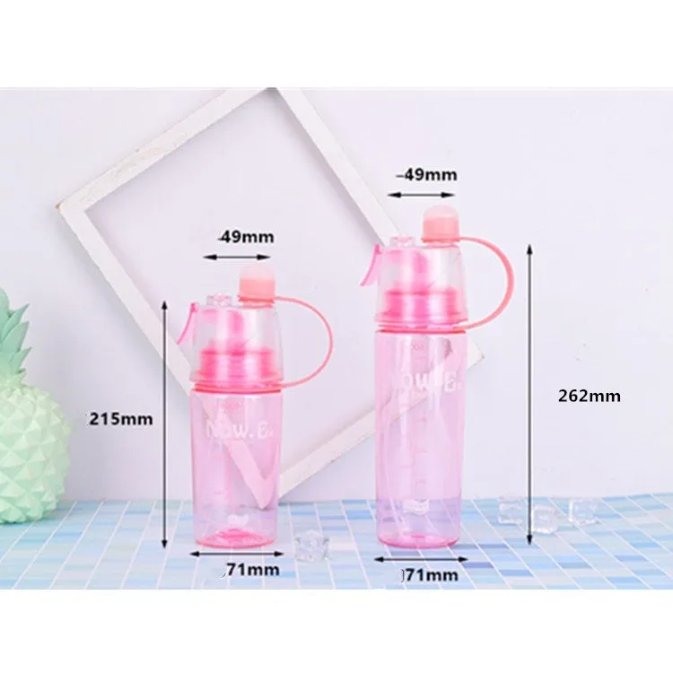 Creative Spray Water Bottle Sports Bottle Portable With Lid Summer Hydration Beauty Plastic Cup, Size:600 ML(Pink)