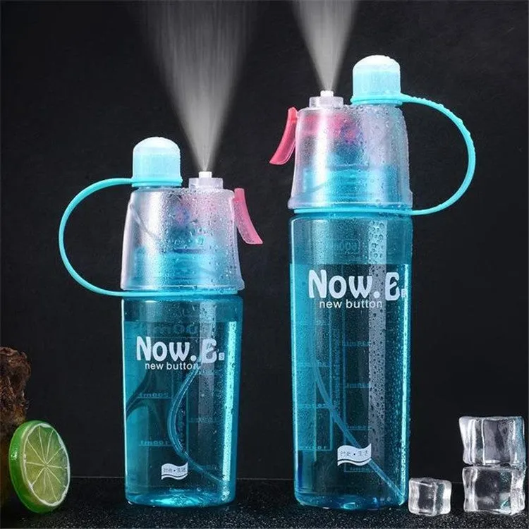 Creative Spray Water Bottle Sports Bottle Portable With Lid Summer Hydration Beauty Plastic Cup, Size:600 ML(Pink)