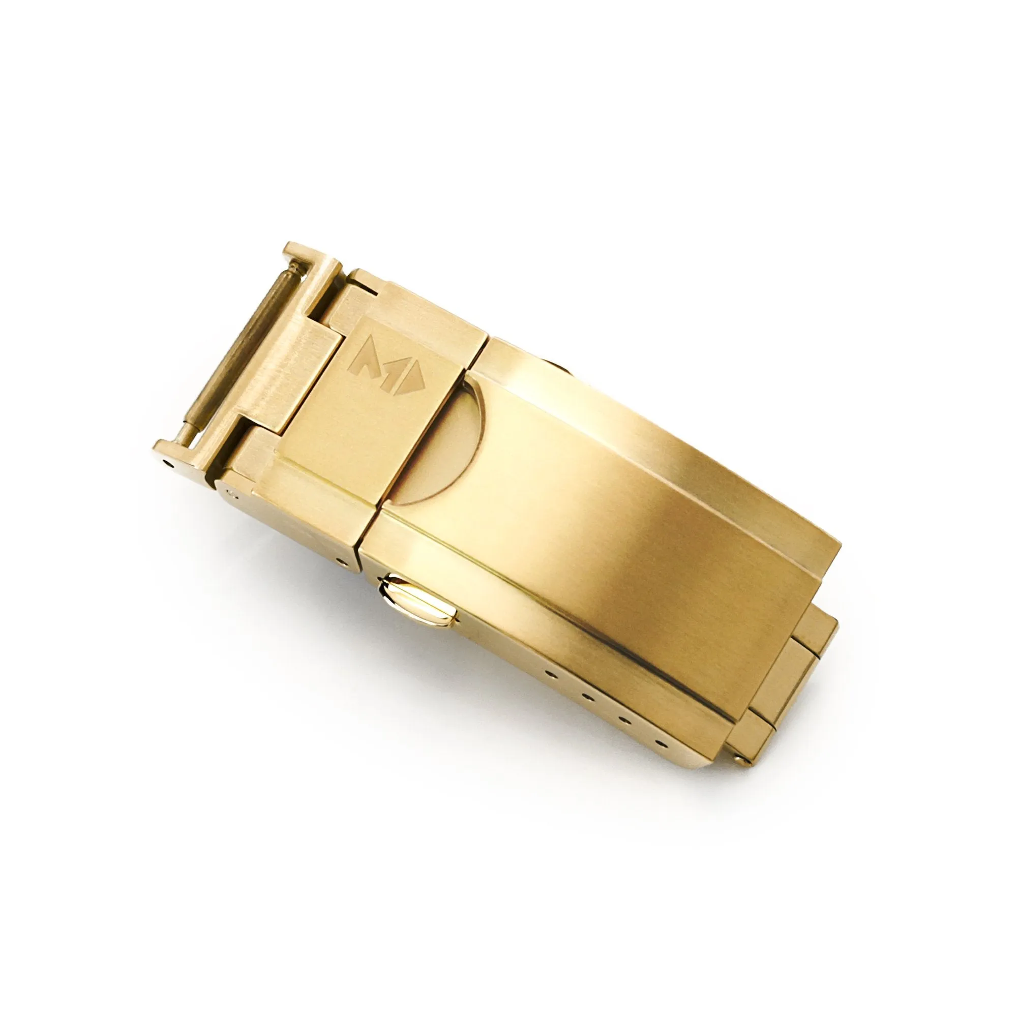 Cuboid Clasp Tri-Fold IP Gold Watch Band Buckle