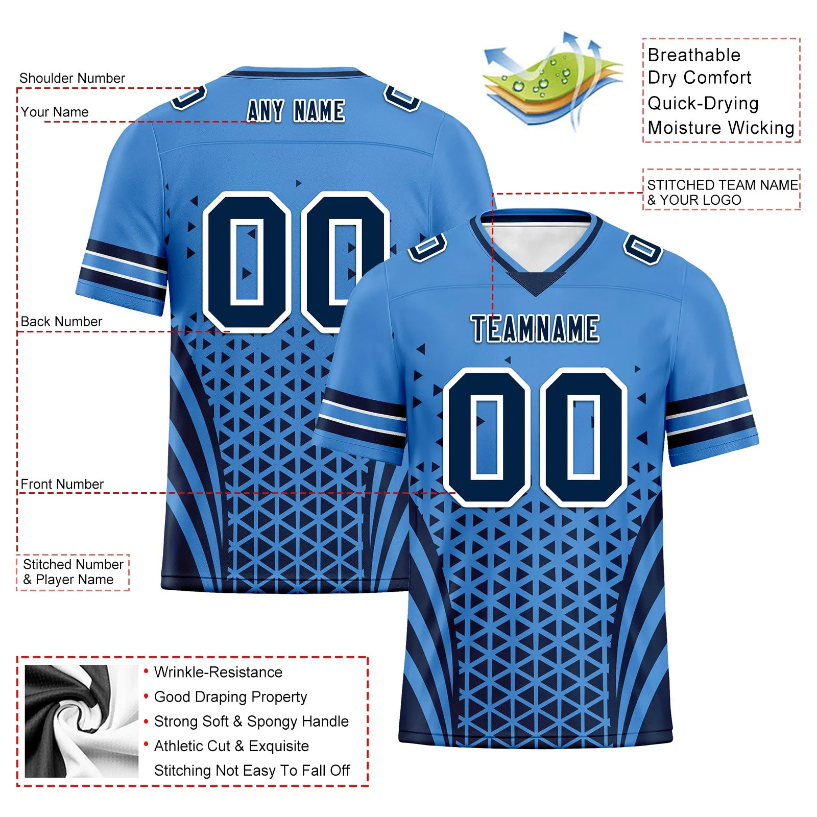 Custom Blue Deep Blue Tennessee Football Jersey and Sports Shoes Combo Offer Personalized Combo ZH-D023031-32